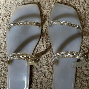 Women's Clear Jelly Slide Sandals with Crystal Straps size 8